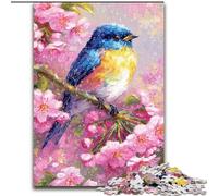 Flowers Sparrow Adult Jigsaws 1000 Piece, Educational Games DIY Toys with Matching Poster And Trivia Sheet for Age 14+ 50x75cm