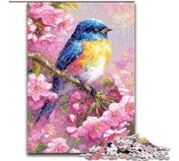 Flowers Sparrow Jigsaw Puzzles for Teenagers 1000 Piece, Stress Reliever Staycation Kill Time Parent-child Interaction (size 26x38cm)