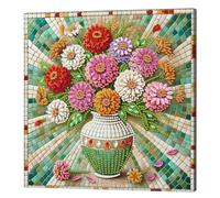 Flowers Special Shaped 5D DIY Partial Drill Diamond Painting Kits for Adults Beginners Home Decor Diamonds Paintings Gem Art with Frame 25x25cm