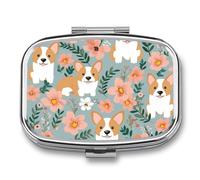 Flowers Spring Garden Pill Box 2 Compartments Portable Travel Pill Case Mini Medicine Organizer for Pocket Purse Metal Waterproof Medicine Container Holder Vitamin Fish Oil