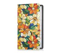 Flowers Stained Glass Style Leather Registration and Insurance Card Holder Prefect Car Essentials Wallet for Driver License, Cards & Essential Documents