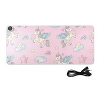 Flowers Stars Unicorn Pink Print Heated Desk Mat Large Heated Desk Table Protector with 3 Heating Levels PU Leather Keyboard Pad for Office Home Decor, 31.5x13in