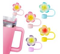 Flowers Straw Cover Silicone Straw Topper Summer Stanley Straw Covers Cap for Stanley Cup Accessories Hawaii Flowers Stanley Protector Lid Compatible With Stanley Water Bottle Cup