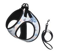 Flowers Stripe Print Pet Leash Vest,Breathable Mesh Pet Harness, Reflective For Small Medium Dogs Safe Easy Walking