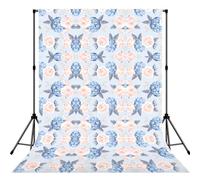 Flowers Stripe Printed Photography Drape, Foldable Polyester Background, Easy Hang Rod Pocket Studio Prop