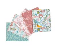 Flowers Summer Floral Material - Fat Quarter Bundle - Fabric (Birds Ferns)