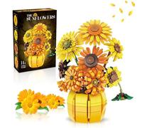 Flowers Sunflower Building Sets for Adults, Van Gogh Prints Art Botanical Collection for Woman Girl 14+, Artificial Pot Bouquet Plants Kits, Home Decor/Christmas/Valentine/Thanksgiving Birthday Gifts
