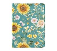 Flowers Sunflower tulips Teal Passport and Vaccine Card Wallet Combo Travel Documents Organizer Protector Passport Cover with RFID Blocking for Travel Essential Waterproof