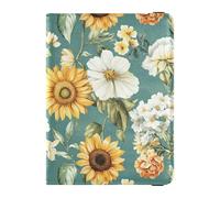 Flowers Sunflowers tulips Teal Passport and Vaccine Card Wallet Combo Passport Case Travel Documents Wallet Passport Cover Holder Wallet Case for Women and Men Waterproof