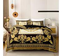 Flowers Super King Bedding Set European Classical 3 Piecse Duvet Cover Sets Ultra Soft Microfiber Reversible Luxury Quilt Cover 220x260 and 2xPillow Cases Bedding Sets with Zipper Closure F2652