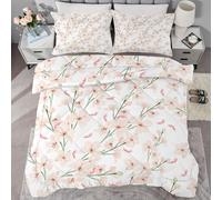 Flowers Super King Coverless Duvet 7.5 Tog, Pink Plants Soft Quilt Comforter Set for Adults, Modern Aesthetics Superking Duvets for Bedroom Decor, All Seasons Lightweight Easy Care Bedding QE79