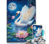 Flowers Swan 1000 Pieces Jigsaw Puzzle for Adults& Teens,Stress Reliever Difficult Challenge Deal As Gifts for The Whole Family (50x75cm)