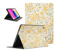 Flowers Tablet Case for Apple iPad 2022 10.9'', Cute Aesthetic Sunflower Floral Pattern for Boys Girls Women Protective Cover Flip Stand Leather PU Funda Adjustabl Yellow