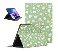 Flowers Tablet Case for Lenovo Tab M10 Plus (TB-X606F/TB-X606X) 10.3'', Cute Aesthetic Green Daisy Floral Pattern for Boys Girls Women Protective Cover Flip Stand Leather PU Funda Adjustabl