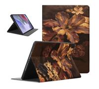 Flowers Tablet Case for Samsung Galaxy Tab S9 Ultra 14.6" SM-X910 | Flower Floral Fall Autumn Brown Pink White Pattern Adjustable Flip PU Leather Stand Funda Protective Cover for Men Women