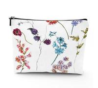 Flowers Theme,Travel Bag Makeup Case Cosmetic Bag,Watercolor Spring Flowers Garden,Linen Makeup Bag Great Gift for Travel,Multicolor,7x9in