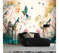 Flowers Trees Birds bedroom wallpaper large colourful wall mural 312x219cm