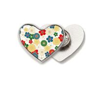 Flowers Ukiyo-e Repeat Japan Heart Metal Pin Brooch Clip Love