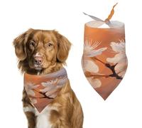 Flowers Under Orange Light Dog Bandana Funny Triangle Dog Scarf Comfortable Pet Scarf Polyester Bib Handkerchief Soft Adjustable Puppy Bandanas Gift for Small to Large Girl Dog and Cat