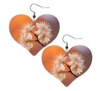 Flowers Under Orange Light Leather Earrings for Women Heart Earring Lightweight Dangle Drop Earring Set Jewelry Gift