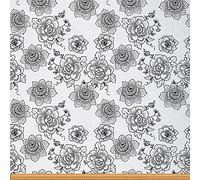 Flowers Upholstery Fabric by The Yard,Vintage Ink Floral Outdoor Fabric by The Yard,Victorian Classic Royal Art Fabric for Upholstery and Home DIY Projects,3 Yard,(L276*W150cm) White