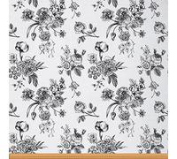 Flowers Upholstery Fabric for Chairs,Vintage Floral Fabric by The Yard,Luxury Garden Roses Fabric for Upholstery and DIY Projects,1 Yard,(L92*W150cm) Black and White