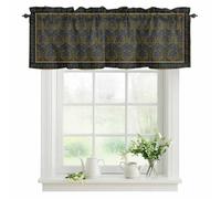 Flowers Valances for Windows, Ethnic Abstract Blue Rose Floral Boho Border Rod Pocket Valance Short Window Treatments Curtains for Kitchen Bathroom Bedroom Decor, 56 x 16 Inches
