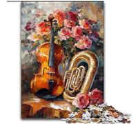 Flowers Violin 1000 Piece Jigsaw Puzzles for Teenagers, Family Entertainment Toys Is Ideal As A Gift for The Whole Family (size 50x75cm)