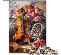 Flowers Violin Jigsaw Puzzles for Adults 1000 Piece, Challenging Difficult Deal As Gifts for The Whole Family (50x75cm)