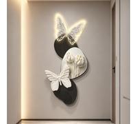 Flowers Wall Decor 3D Vision Wall Painting Modern Butterflies Sculptures Hanging Art with LED Light Decor Aesthetic Plug-In Power Supply for Living Room Entrance Hallway Bedroom(Style D,50X100 cm)