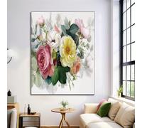Flowers Watercolor Canvas Wall Art for Hallway and Stairs, Rose Peony Wall Decor for Living Room Decorations, 70×100 cm Unframed Canvas Prints Artwork