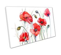 Flowers Watercolour Big Red Poppies Illustration Art Ready to Hang Canvas Wall Art Print On Canvas Picture For Home Office Decor 61x41cm (24x16In)