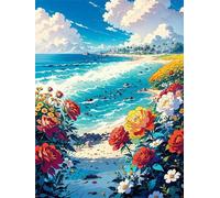 Flowers Waves 300 Piece Jigsaw Puzzle for Adults, Creativity, Challenging and Difficult Puzzle, Brain Teaser Puzzles for Adults 300 Pieces for The Whole for Women, Men