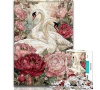 Flowers White Swan Jigsaws Puzzles 1000 Pieces for Adults Gifts,Challenging Game And Family Play for Is Ideal As A Gift for The Whole Family 50x75cm