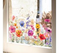 Flowers Window Stickers Peel and Stick Static Cling Wildflower Wall Decals Removable Double-Sided Window Clings