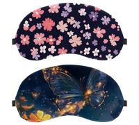 Flowers with Butterfly in The Sky Stars 2-Pack Light-Blocking Soft Breathable Sleeping Mask Eye Patch