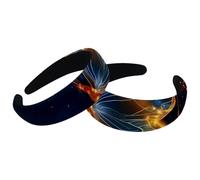 Flowers with Butterfly in the Universe Sparkle Star Hairbands for Women Girls, 2 Packs Wide Head Bands Hoops for Hair, Velvet Thick Padded Hairband Hair Band Hoops