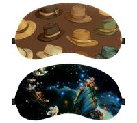 Flowers with Butterfly in The Universe Sparkle Trail 2-Pack Light-Blocking Soft Breathable Eye Masks with Eye Patches and Sleep Masks