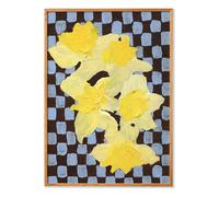 Flowers with Checks 05 poster, Liat Greenberg Blue 30x40