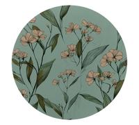 Flowers with Sage Green Leaves Round Mouse Pad, Mousepad with Non-Slip Rubber Base, Computer Gaming Pads for Wireless Mouse, Easy Gliding