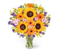 Flowers with Vase - Brilliant Sunshine - Sunflowers for Birthday, Thank You, or Anniversary Flower Gift - Next Day Delivery of Fresh Cut Blooms - Bright Floral Surprise (Large With Vase)