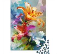 Flowers500 Piece Jigsaw Puzzle for Adults Wooden Educational Game Home Decoration with Precise Interlocking Design for Adults & for Kids Age 12 And Up 500pcs (52x38cm)