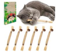 flowerstarry 6 Packs Natural Matatabi Silvervine Chew Sticks, Kitten Chew Toys Cat Teeth Cleaning Toys for Indoor Kitten Teething and Stress Release