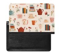 Flowery Books and Tea Passport Holder for Travel Cover Wallet