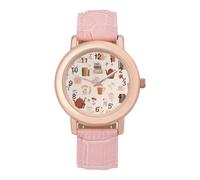 Flowery Books and Tea Women's Easy Read Watches Flexible Three Hand Round Case Quartz Watch for Small Wrists