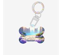 Flowery Paths and boulders Dog Tags for Pets,Bone-Shaped Acrylic Pet ID Tags,Perfect for Small to Large Dogs and Cats,Cute & Functional