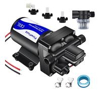 FlowFluid Water Pressure Booster Self Priming Transfer Pump 70PSI 5GPM RV Diaphragm Pump 12V with Filter for Liquid Transfer for Irrigation Marine Boat Sprinkler Faucet