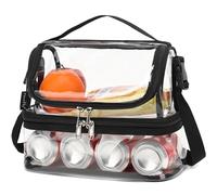 FlowFly Double Decker Cooler Insulated Lunch Bag Large Tote for Boys, Girls, Men, Women, With Adjustable Strap,Clear