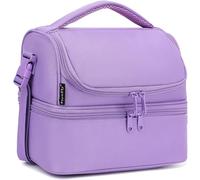 FlowFly Double Decker Cooler Insulated Lunch Bag Large Tote for Boys, Girls, Men, Women, with Adjustable Strap,Purple