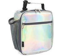 FlowFly Kids Lunch box Insulated Soft Bag Mini Cooler Back to School Thermal Meal Tote Kit for Girls, Boys, Holographic
